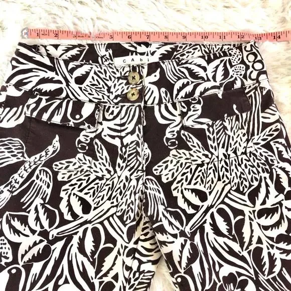 CAbi Serengeti Cropped Pants Brown White Tropical Print Sunset Keyna Style 351 - Picture 11 of 16